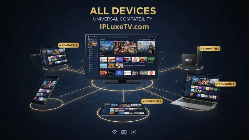 Epix IPTV 2026: Proven Guide & Best Alternatives 3 Epix IPTV compatible devices including Firestick, Smart TV, Apple TV, Android, iPhone, and laptop streaming
